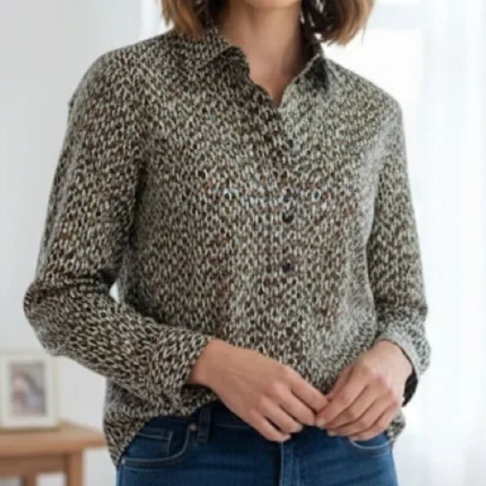 COS Patterned Cotton Long Sleeve Button Down Shirt - Womens EUR 34 / US XS 2